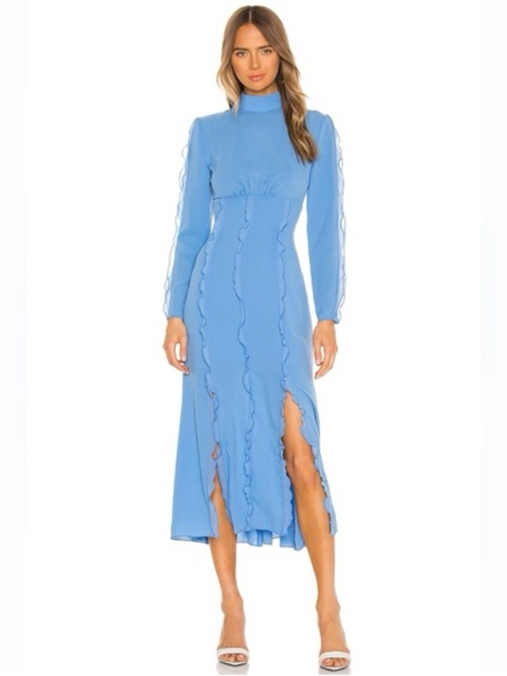 KEEPSAKE the Label Sky-Blue Maxi Dress with Ruffle Panels